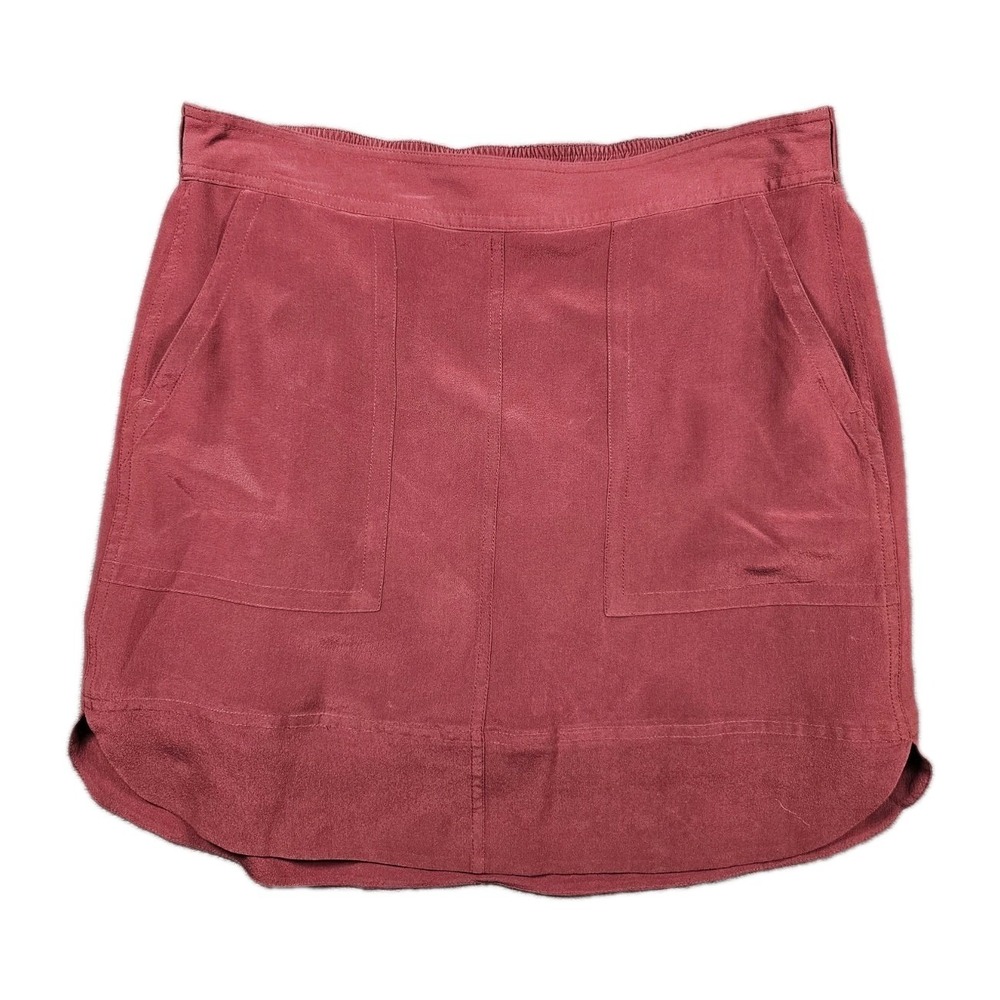 Madewell Silk Mini Skirt Womens Medium Red Lined Pockets Style E9440